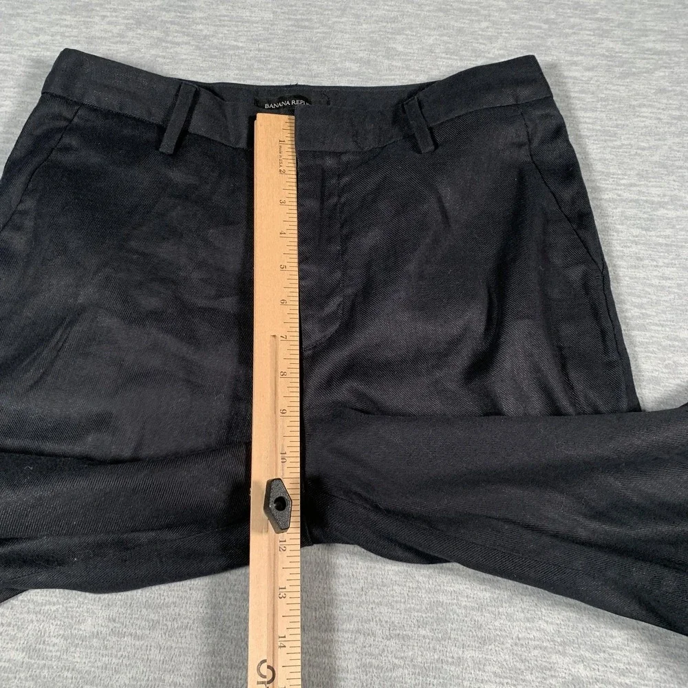 Banana Republic Pants Womens 6 Black Linen Blend Wide Leg Cropped‎ Trousers Work